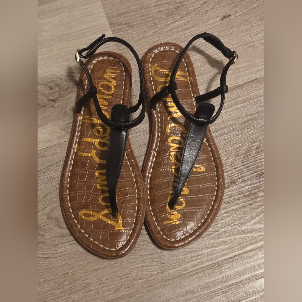 Sam Edelman  GIgi Black Strap Brown Sole Sandals